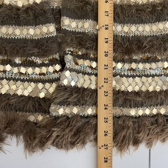 Chicos Embellished Shine Greta Cardigan Size 2 US L Stripe 3/4 Sleeves Open - Picture 10 of 11